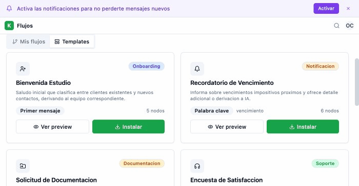 Templates de flujos de automatización listos para usar en WatX